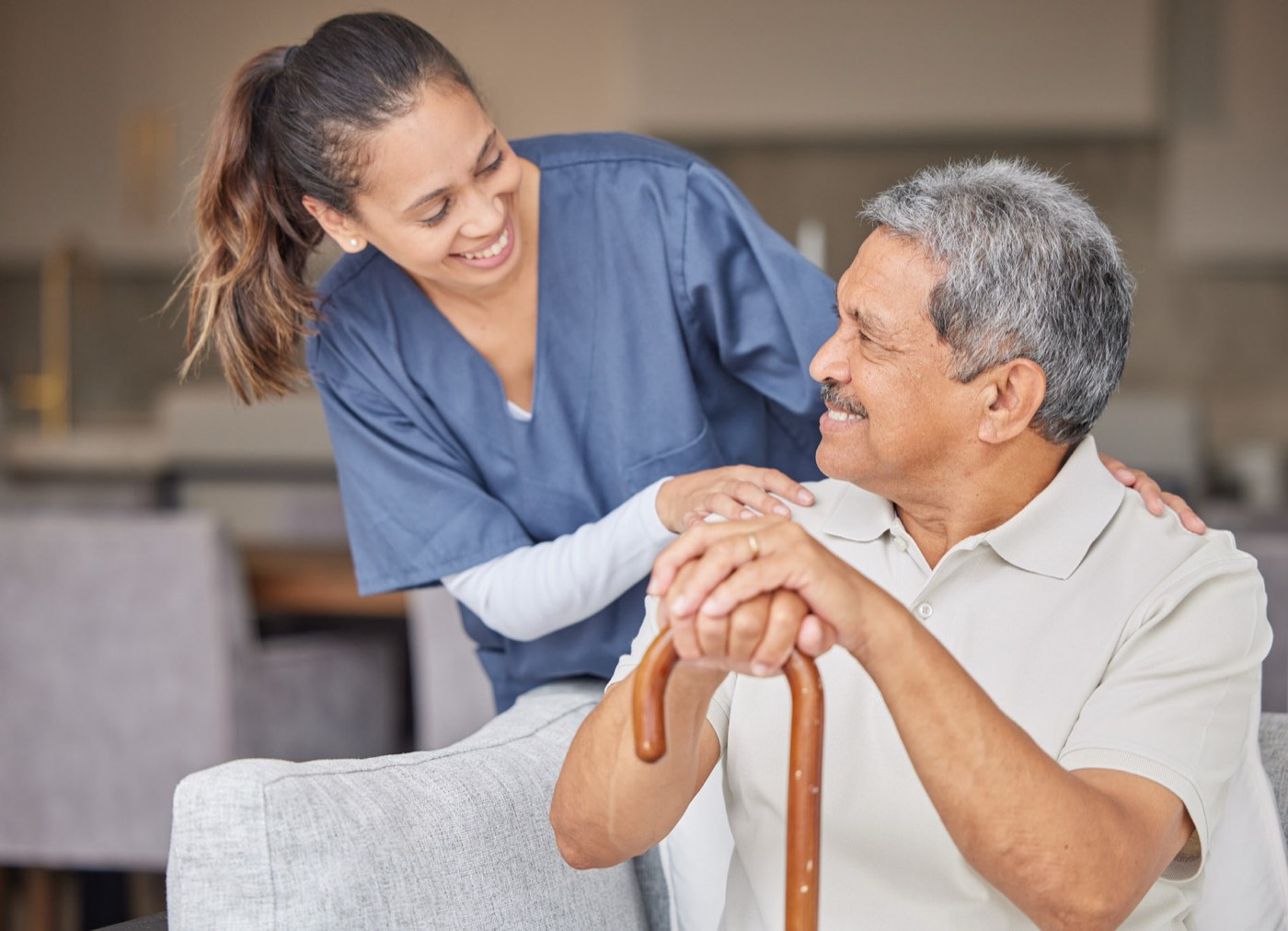 Caregiver helping a senior at home in Maitland, Central Florida